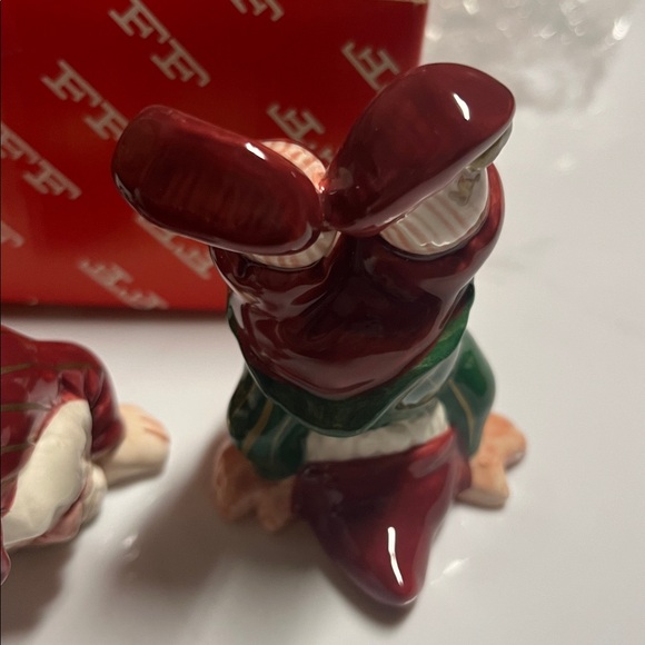 3 pc Vintage Fitz and Floyd "Old World" Christmas Elves Tumbling hand painted - Picture 7 of 8